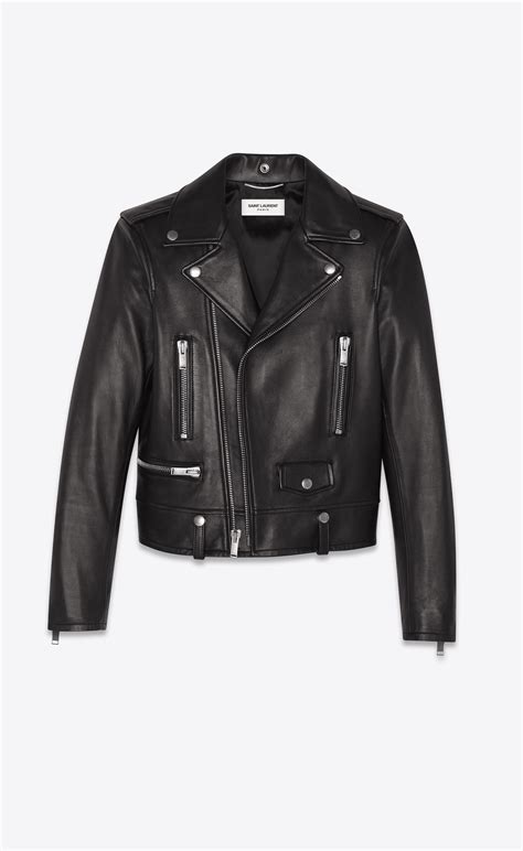 ysl assymetric leather jacket|Motorcycle Jacket in Plunged Lambskin .